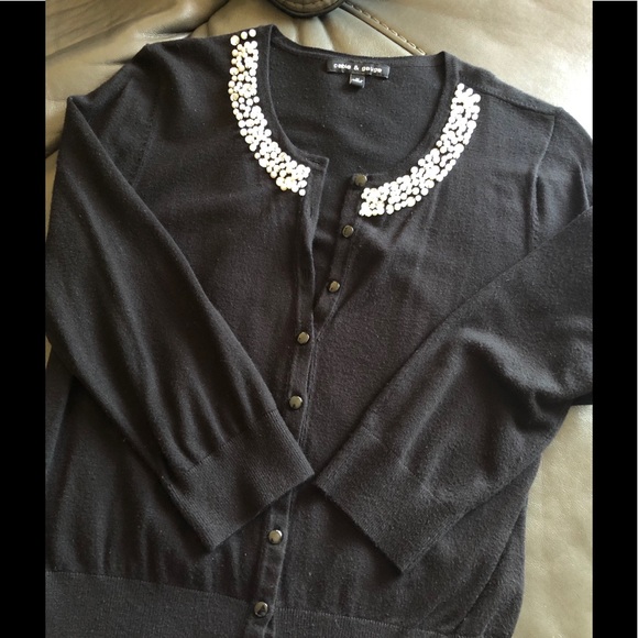 Sweaters - Cardigan with beaded neckline